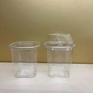 Ly nhựa PET trong suốt hình vuông in logo tùy chỉnh 10/12/14/16/20/22/24oz dùng cho nước ép, trà sữa, đồ uống lạnh kèm nắp - Product Image 4