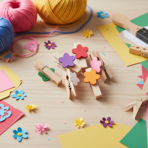 Ilan Mollette di Legno a Forma di Fiore 3,5 cm per Artigianato e Decorazioni - Product Image 3