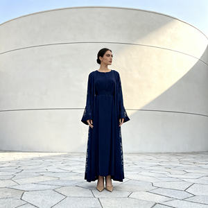 ชุดอาบายะผ้าลูกไม้โพลีเอสเตอร์พรีเมียมสำหรับสตรีมุสลิม ชุดราตรีเรียบหรู สง่างาม รับสั่งทำขายส่ง - Product Image 4