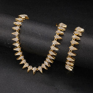 Nuevo diseño puntiagudo cadena cubana Espinosa con gargantilla de Miami con diamantes de imitación, accesorio brillante de Hip hop para <span class=keywords><strong>discotecas</strong></span>, fiestas - Product Image 2