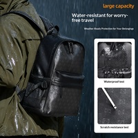 Sac à dos pour ordinateur portable en PVC pour hommes, 14 pouces, étanche, multi-usages, pour affaires et voyages, avec fermeture éclair, sac à bandoulière quotidien en polyester pour le bureau