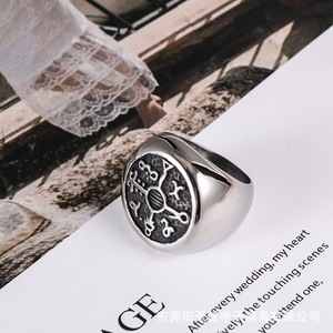 Korean Style <b>Titanium</b> Steel <b>Ring</b> Cross Pattern Men's Party Jewelry SA819 - Product Image 2