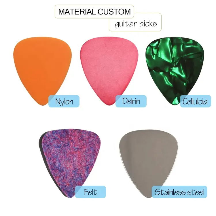 Pastillas de guitarra acústica 0,46 Mm 0,71 Mm 0,96 Mm 1,0 Mm 1,2 Mm Material de celuloide Imagen personalizada Oem Guitar Pick Accesorios para guitarra