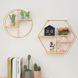 Nouvelle conception, support mural hexagonal en métal rétro, étagère murale décorative en fer forgé - Product Image 2