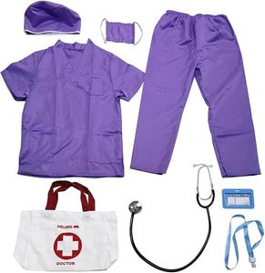 Ensemble de 8 costumes de médecin, chirurgien et infirmière pour enfants, déguisements de <span class=keywords><strong>carnaval</strong></span> d'Halloween, jeux de rôle, tenues de carrière pour enfants, pantalon, blouse d'hôpital - Product Image 4