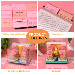 Bloc-notes 3D Calendrier Forêt de fleurs de pêcher Papier découpé Bloc-notes Décoration de bureau Papeterie Cadeau d'anniversaire pour enfants Cadeau de Noël - Product Image 5