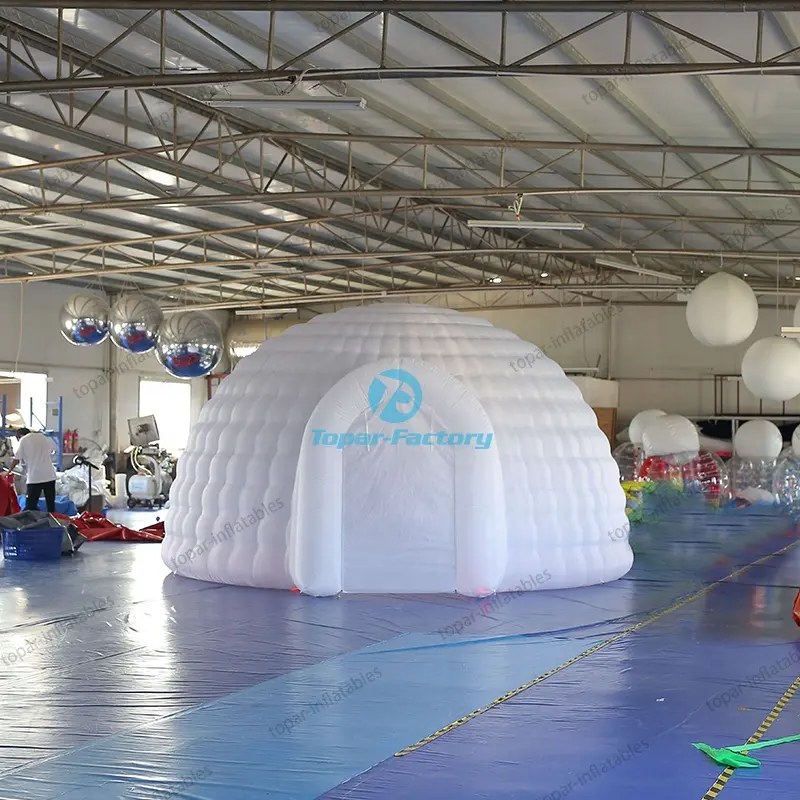 Igloo gonfiabile grande tenda yurta bianca da 5m metri con tunnel in vendita