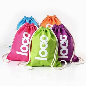 Wholesale Promotional Advertisement Cinch <b>Bag</b> Polyester Nylon Drawstring <b>Shop</b> and Backpack Draw <b>String</b> <b>Bags</b> with Custom Logos - Product Image 1