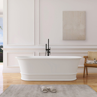 Baignoire autoportante moderne en surface solide pour salle de bain, en pierre artificielle
