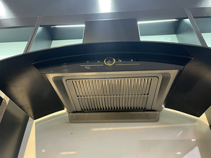 Commande vocale supérieure noire en forme <span class=keywords><strong>de</strong></span> courbe <span class=keywords><strong>de</strong></span> cheminée en verre avec <span class=keywords><strong>hotte</strong></span> aspirante à nettoyage automatique - Product Image 5