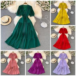 Vestido Largo de Playa para Vacaciones en el Desierto, Estilo <span class=keywords><strong>Bali</strong></span>, con Escote en V, Encaje, Abertura Lateral, Estilo Hada - Product Image 3