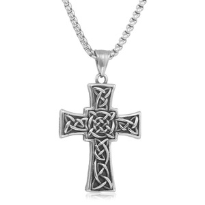 Stainless Steel <b>Cross</b> Pendant With Red Eye Bezel Setting For <b>Men</b> And Women Gift Jewelry 231001 - Product Image 2