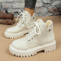 Bottines à plateforme pour femmes, à lacets, doublées de polaire, à semelle épaisse, style combat, chaussures de mode automne-hiver, 2 couleurs