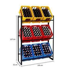 <strong>Drinks</strong> <strong>Crate</strong> Shelf, 9 Boxes Black Freestanding &amp; Sturdy <strong>Drinks</strong> Shelf, Water <strong>Crate</strong> Shelf, Beer <strong>Crate</strong> Shelf - Product Image 2