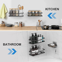 Lot de 2 paniers de rangement muraux à double niveau non pliables pour douche et cuisine, avec roulettes, en fer