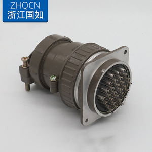 P55K4Q/P55J4A Aviation Plug 30 Pin Straight Wire Connector Gray Black Bakelite Shell Copper Contacts - Product Image 2
