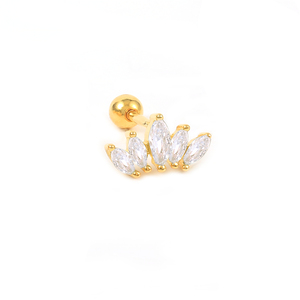 ROXI S925 Boucles d'oreilles clous en argent sterling, motif couronne unique, avec diamant et zircone cubique, pour piercing d'oreille - Product Image 1