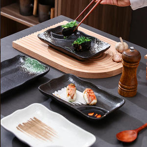 <span class=keywords><strong>Assiette</strong></span> carrée japonaise à compartiments pour snacks, plat à sushi au vinaigre, <span class=keywords><strong>assiette</strong></span> à double compartiment pour assaisonnements barbecue, plat à plats froids - Product Image 4