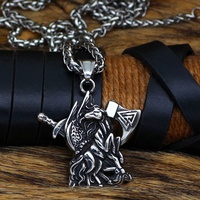 Pendentif hache et épée viking nordique en acier inoxydable, pendentif cheval, bijoux scandinaves