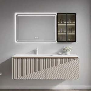Popular Custom Modern Bathroom Vanities Single Sink Bathroom Vanities with Led <b>Mirror</b> - Product Image 4