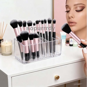 Biểu Tượng Tùy Chỉnh Xách Tay Trang Điểm Bàn Chải Với Mỹ Phẩm Túi 10Pcs Ngắn Xử Lý Rõ Ràng Pha Lê Make Up Bàn Chải Đặt Du Lịch Bàn Chải - Product Image 5