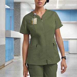 Uniforme médical, infirmier, dentaire, hospitalier, de médecin, fabriqué en usine, services OEM, uni, pas cher, col en V, manches courtes, en gros, écologique - Product Image 3
