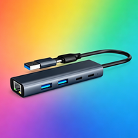 Hub USB-C 4-en-1 3.0 avec 4 ports USB-A, adaptateur multiport en alliage d'aluminium, transfert de données 5 Gbps, station d'accueil pour ordinateur portable en stock