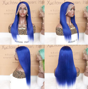 <span class=keywords><strong>Parrucca</strong></span> <span class=keywords><strong>Lunga</strong></span> <span class=keywords><strong>Blu</strong></span> 18 Pollici in Capelli Umani 100% Personalizzata con Frontale in Pizzo HD per Donne di Colore dalla Fabbrica Longguan - Product Image 3