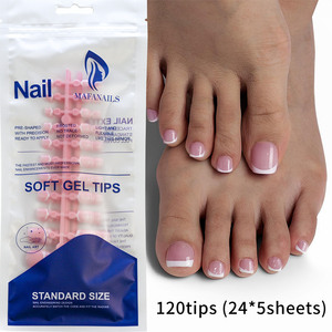 120 pièces Simple français <span class=keywords><strong>faux</strong></span> ongles <span class=keywords><strong>blanc</strong></span> bord rose court carré orteil ongles couverture complète <span class=keywords><strong>pied</strong></span> presse sur conseils pour femmes filles - Product Image 3