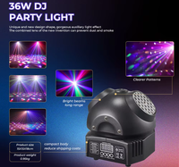Nouvelle Conception Mini Projecteur LED Caleidoscope 36W à Tête Mobile RGBW IP20 Haute IRC 90 Lumières Laser Vertes pour Disco avec Télécommande et Contrôleur DMX512