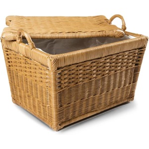 Large Sandstone <strong>Wicker</strong> <strong>Storage</strong> <strong>Basket</strong> 24.5 in L X 18 in W X 17.5 in H Classic Rectangle Style Lift-Off Lid Made Natural Rattan - Product Image 4