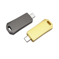 Flashdisk USB Type C Logam Persegi Panjang OTG Pendrive Logo Kustom Lubang Tali Gantungan USB C Memory Stick untuk Smartphone