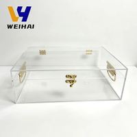 Boîte de rangement en acrylique transparent pour Mahjong avec serrure dorée et poignées, vitrine de présentation en acrylique avec loquet personnalisable