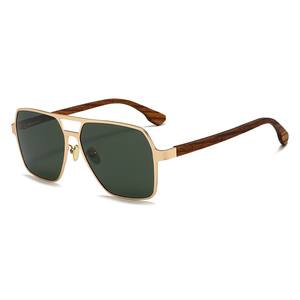 Fashion TAC Polarized Unisex Full Rim <b>Square</b> Stainless Frame Wooded Temple <b>Sunglasses</b> Model 8815 China Zhejiang Made Opp Bag - Product Image 1