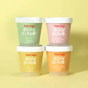 Grosir Label Pribadi Gosok Wajah Vegan Kunyit Organik Alami Pemutih Scrub Tubuh Gula Buah Eksfoliasi