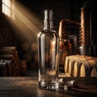 Botella de Licor Redonda Extra Alta de Vidrio Flint con Cierre Estilo Guala para Empaquetado y Personalización de Bebidas Espirituosas
