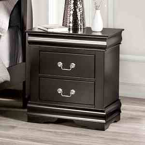 Transitional Style Nightstand Black Finish 2 <b>Drawer</b> With Hanging Handles Bracket Feet Bedroom <b>Storage</b> <b>Drawer</b> - Product Image 1