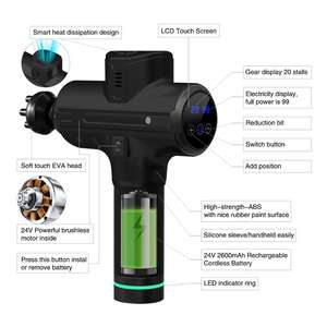 Vibrador muscular inalámbrico, pistola de masaje ajustable sin escobillas, 20 velocidades, 2021 - Product Image 4