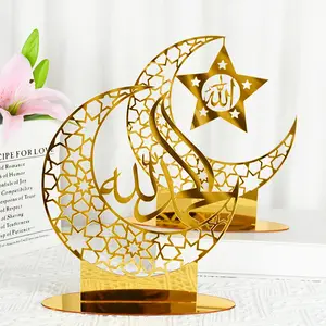 Scava fuori Ramadan Moon Table Eid Mubarak ornamento acrilico decorazione fai da te casa Kareem Eid regalo islamico musulmano