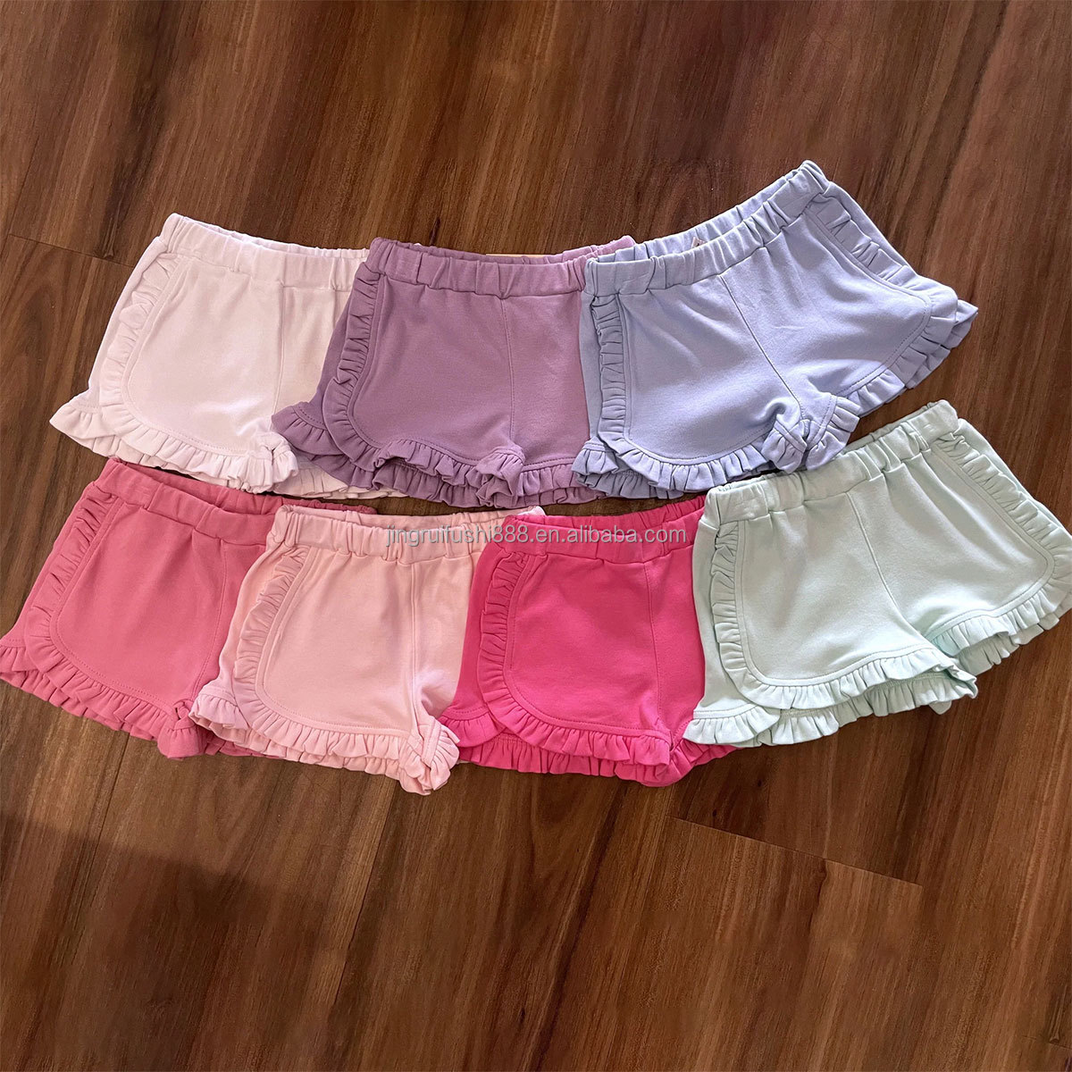 Modischer Sommer Kinder Mädchen runde Rüschen Pastellshorts Baumwolle atmungsaktiv Baby kleine Mädchenshorts