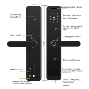 Thông minh khóa cửa Wifi với 3D nhận dạng khuôn mặt tuya App từ xa mở Khóa cảm ứng sinh trắc học vân tay khóa mật khẩu khóa kỹ thuật số - Product Image 4