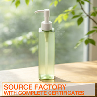 Botella de Loción PET Verde Esmerilado Estilo Forestal Simple con Bomba Dosificadora, Envase Recargable para Suero, Logotipo Personalizado, Cosméticos