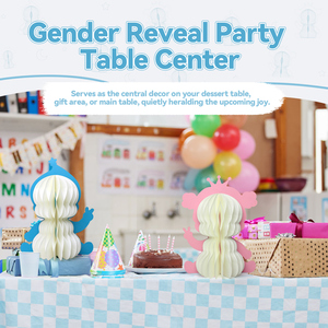 Wholesale <strong>Gender</strong> <strong>Reveal</strong> Party Decoration Boy &amp; Girl Set Honeycomb Paper Centerpieces for Baby Shower, Event, Photo Backdrop - Product Image 3
