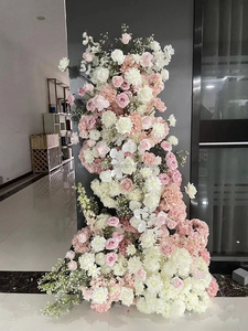 Rosebehindyou Suspendus Artificielle <span class=keywords><strong>Pampa</strong></span> Feuilles Séchées Roses Blanches Floral Soie Décoratif Fleur Coureur Toile de Fond Pour Mariage - Product Image 5