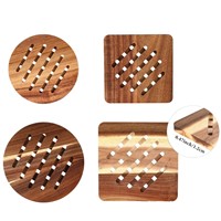 Set de table en bois résistant à la chaleur, rond ou carré, 0,47 pouce, motif chinois traditionnel, pour bol et assiette
