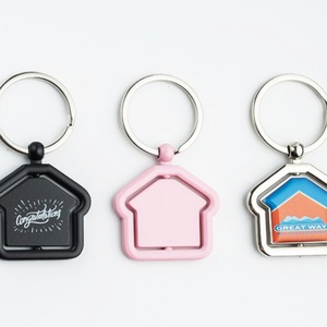Oneway Wholesale Metal Sublimation <b>Blank</b> House Shape <b>Key</b> Chain Custom logo Keychain House Shape Keychains - Product Image 6