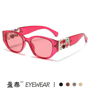 Yingtai Eyewear Women's Sunglasses Plastic Metal <b>Frame</b> UV400 Protection <b>Pink</b> Color Fashion Style - Product Image 1