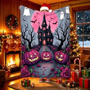 Halloween <b>Pumpkin</b> Ghost Witch Flannel <b>Blanket</b> Throw <b>Blanket</b> Nap <b>Blanket</b> Spooky Halloween Decor Machine Washable Fade Resistant - Product Image 3