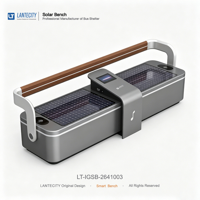 Luxury Solar Powered Smart Bench With USB Charging and Wireless Charging