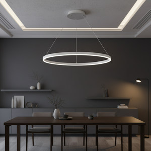Nouvelle suspension design nordique en résine blanche avec anneau LED doré, grand lustre suspendu pour salon, chambre à coucher, <span class=keywords><strong>comptoir</strong></span> de cuisine, décoration - Product Image 1